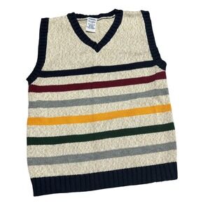 Vtg Gymboree Boys Sweater Vest Striped Knit Sleeveless Top 100% Cotton XXL 7yrs